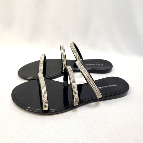 Steve Madden Black and Silver Sandals with Metallic Straps - Picture 3 of 15